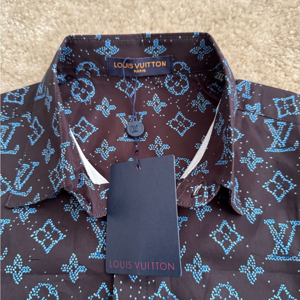 Louis Vuitton Dark Brown Shirt with Blue Accents